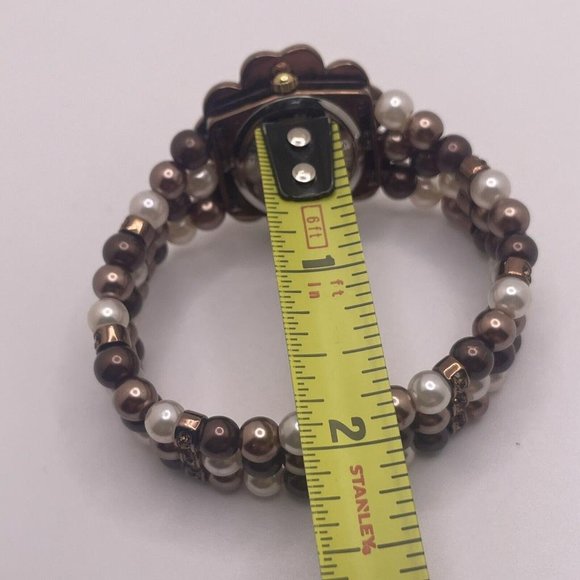 Working Nolan Miller Faux Pearl / Rhinestone Stretch Band Flower Women’s Watch